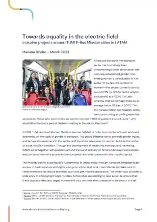 Inclusive projects around TUMI E-Bus Mission cities in LATAM