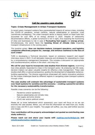 Call for country case studies